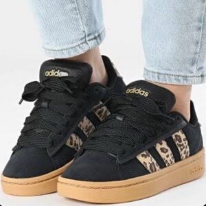 adidas Grand Court Alpha 00s Black Leopard Gum Women’s SZ.6 Cloudfoam Excellent